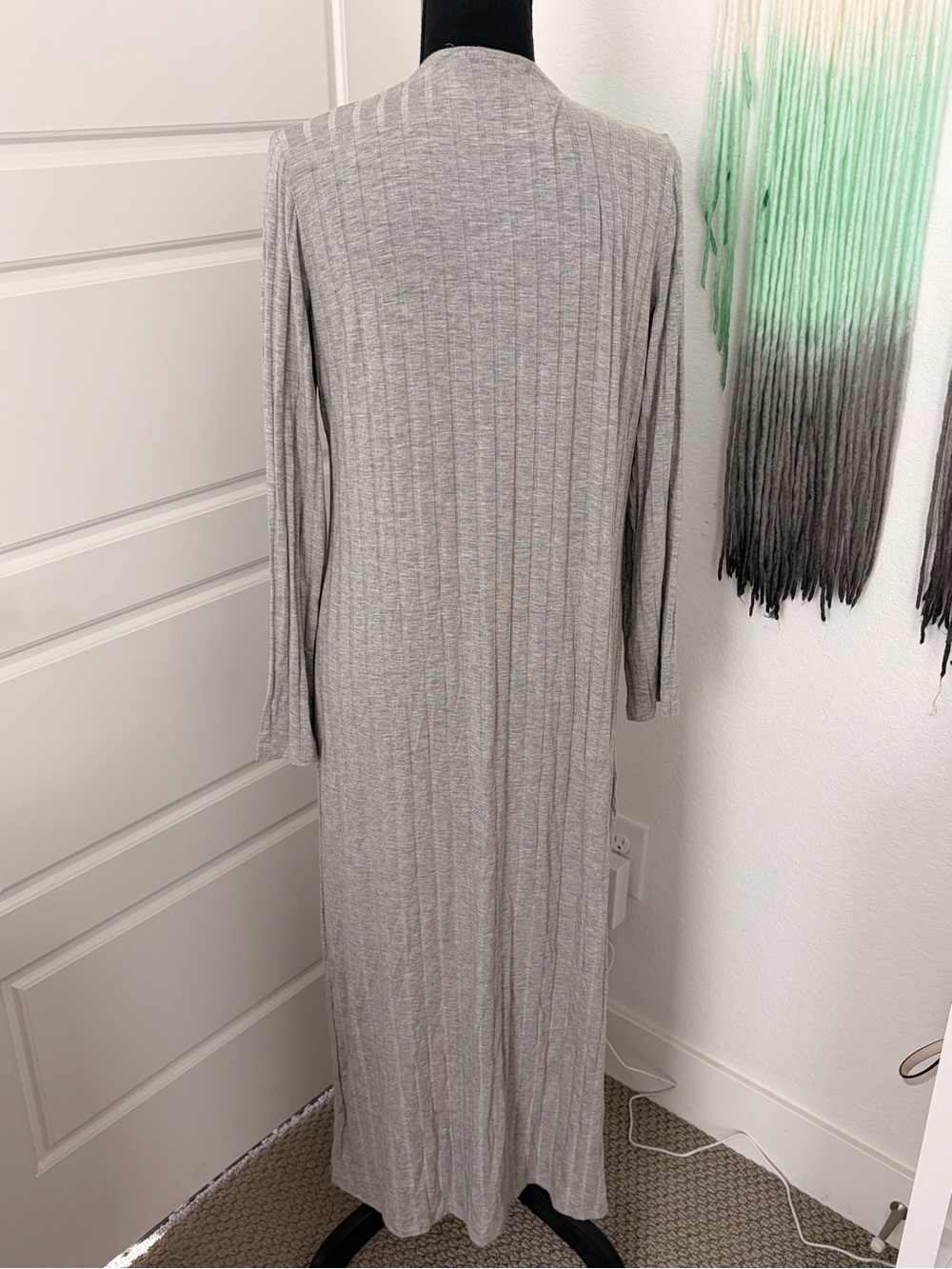 Long Open-Front Ribbed Cardigan - Picture 3 of 4